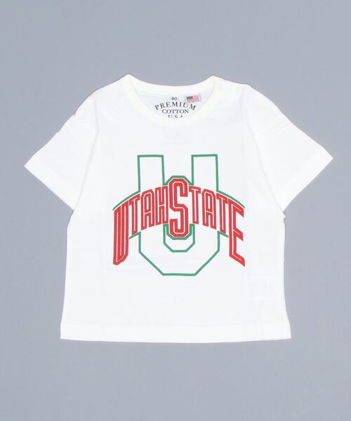 Life Support Products(ライフサポートプロダクツ)の「【コットンUSA】プリント半袖Tシャツ(80~150cm)(Tシャツ/カットソー・キッズ・チャコール/イエロー/オフホワイト/レッド/パープル/ブラック・95/90/100/110/120/130/150/80/140)」の2枚目の写真