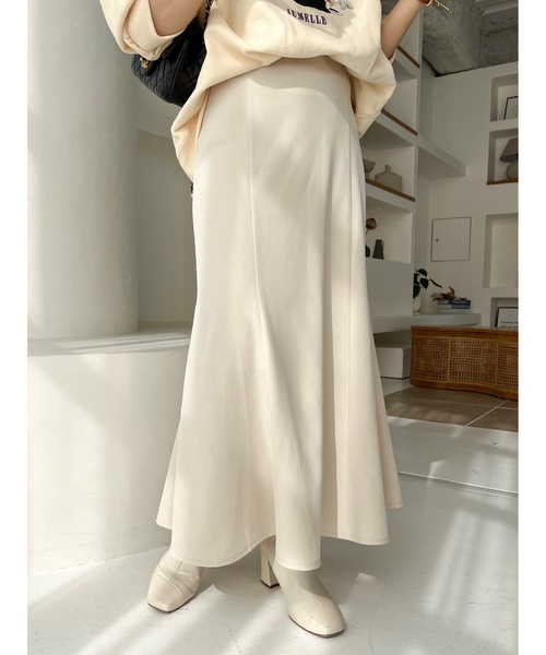 JUMELLE(ジュメロ)の「【低身長~高身長】ツイルマーメイドスカート(スカート・レディース・ブラック/アイボリー・SMALL/MEDIUM)」の2枚目の写真