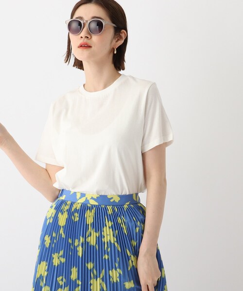 OPAQUE.CLIP(オペークドットクリップ)の「◆オーガニックコットン強撚天竺 BASIC Tシャツ【WEB限定サイズ】(Tシャツ/カットソー・レディース・ホワイト系その他3/オレンジ/ブラック/ブラウン系その他/サンドベージュ/ブルー/ホワイト系/グリーン・42/36/40/38/34)」の1枚目の写真