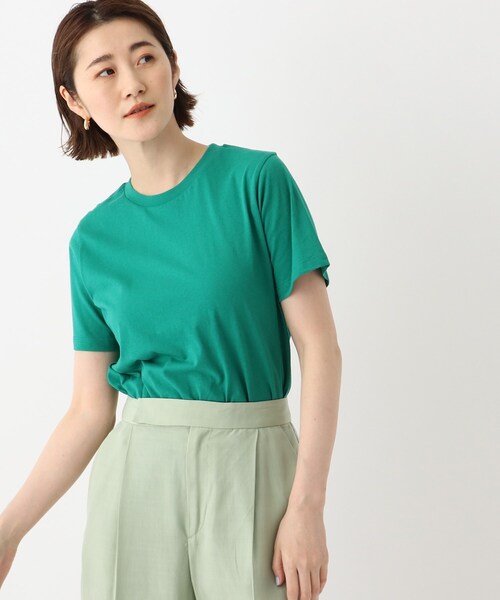 OPAQUE.CLIP(オペークドットクリップ)の「◆オーガニックコットン強撚天竺 BASIC Tシャツ【WEB限定サイズ】(Tシャツ/カットソー・レディース・ホワイト系その他3/オレンジ/ブラック/ブラウン系その他/サンドベージュ/ブルー/ホワイト系/グリーン・42/36/40/38/34)」の6枚目の写真