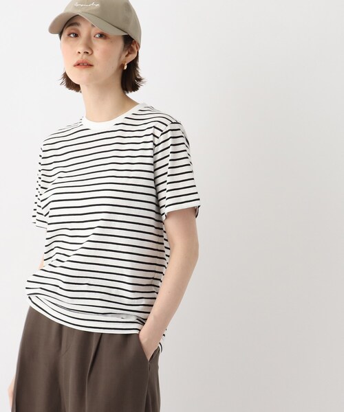 OPAQUE.CLIP(オペークドットクリップ)の「◆オーガニックコットン強撚天竺 BASIC Tシャツ【WEB限定サイズ】(Tシャツ/カットソー・レディース・ホワイト系その他3/オレンジ/ブラック/ブラウン系その他/サンドベージュ/ブルー/ホワイト系/グリーン・42/36/40/38/34)」の2枚目の写真