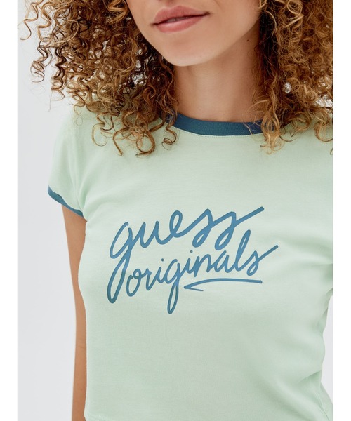 Guess（ゲス）の「GUESS Originals Cropped Ringer Tee（Tシャツ/カットソー・レディース・ホワイト/ブラック/ライトグリーン・SMALL/MEDIUM/X-SMALL）」の6枚目の写真