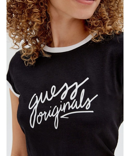 Guess（ゲス）の「GUESS Originals Cropped Ringer Tee（Tシャツ/カットソー・レディース・ホワイト/ブラック/ライトグリーン・SMALL/MEDIUM/X-SMALL）」の9枚目の写真