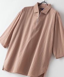 【BLUE STANDARD/ブルースタンダード】夏のシャリシャツ 強撚糸使用　7分袖　ビッグシルエット　スキッパーシャツ