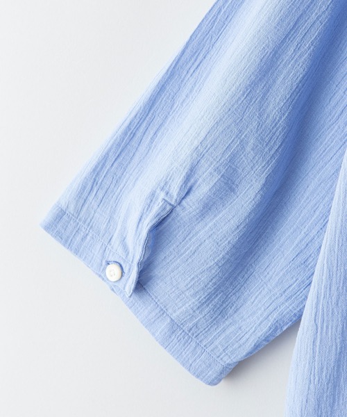 Blue Standard (ブルースタンダード)の「【BLUE STANDARD/ブルースタンダード】夏のシャリシャツ 強撚糸使用 7分袖 ビッグシルエット スキッパーシャツ(シャツ/ブラウス・メンズ・ネイビー/グリーン/ホワイト/ブルー/ダークベージュ・MEDIUM/X-LARGE/LARGE)」の16枚目の写真