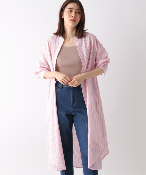 LEPSIM（レプシィム）の「キュプラコンストライプワンピース　262587（ワンピース・レディース・グレー/ピンク・FREE）」の2枚目の写真