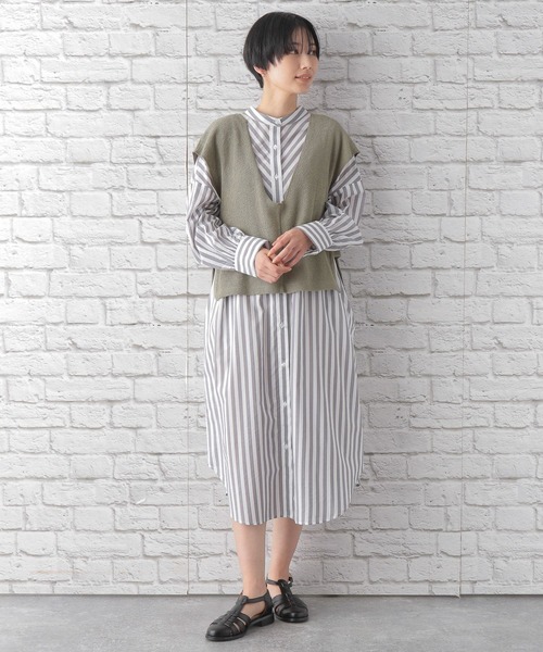 LEPSIM（レプシィム）の「キュプラコンストライプワンピース　262587（ワンピース・レディース・グレー/ピンク・FREE）」の3枚目の写真