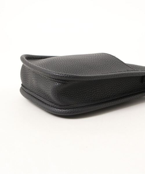 ショルダーバッグ・ポシェット Leather Textured Small Black セール】外ポケットミニポシェット/ショルダーバッグ