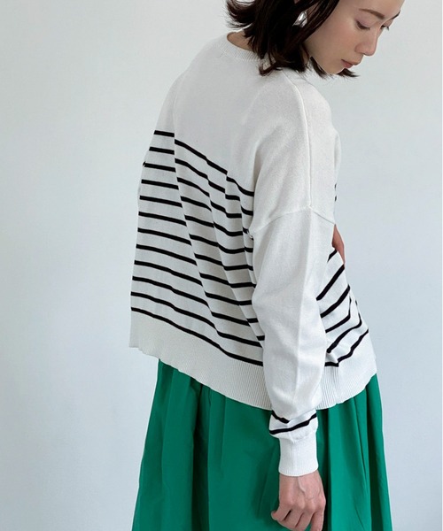 ottilie（オティーリエ）の「ボーダーニットプルオーバー（ニット/セーター・レディース・ホワイト×ブラック/ネイビー×ホワイト・FREE）」の9枚目の写真