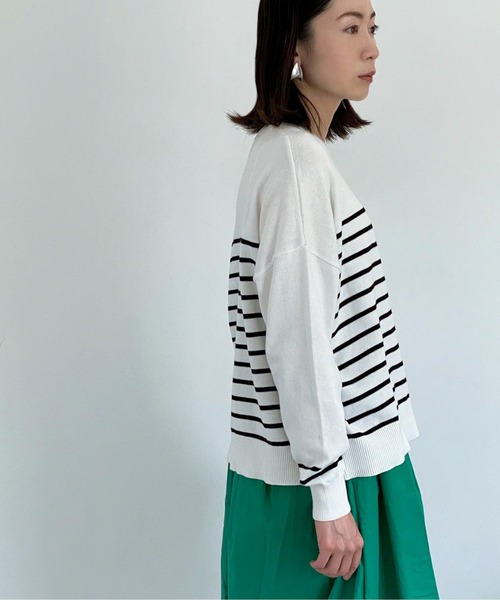 ottilie（オティーリエ）の「ボーダーニットプルオーバー（ニット/セーター・レディース・ホワイト×ブラック/ネイビー×ホワイト・FREE）」の8枚目の写真