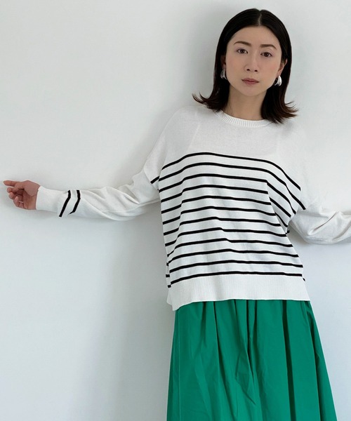 ottilie（オティーリエ）の「ボーダーニットプルオーバー（ニット/セーター・レディース・ホワイト×ブラック/ネイビー×ホワイト・FREE）」の5枚目の写真