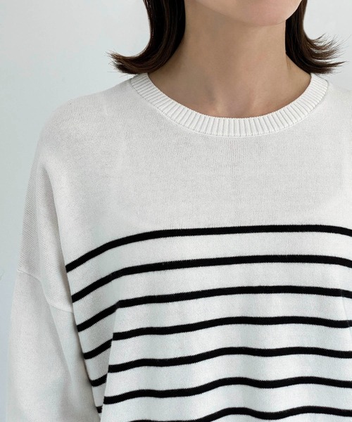ottilie（オティーリエ）の「ボーダーニットプルオーバー（ニット/セーター・レディース・ホワイト×ブラック/ネイビー×ホワイト・FREE）」の14枚目の写真