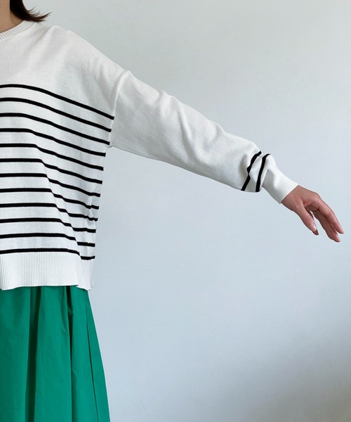 ottilie（オティーリエ）の「ボーダーニットプルオーバー（ニット/セーター・レディース・ホワイト×ブラック/ネイビー×ホワイト・FREE）」の16枚目の写真