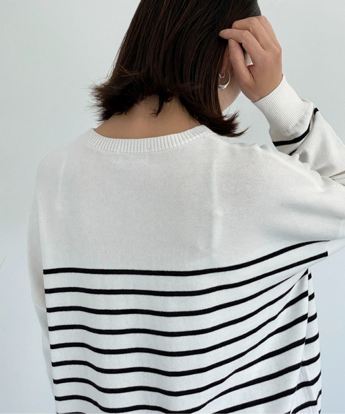ottilie（オティーリエ）の「ボーダーニットプルオーバー（ニット/セーター・レディース・ホワイト×ブラック/ネイビー×ホワイト・FREE）」の15枚目の写真
