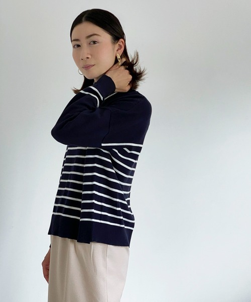 ottilie（オティーリエ）の「ボーダーニットプルオーバー（ニット/セーター・レディース・ホワイト×ブラック/ネイビー×ホワイト・FREE）」の12枚目の写真