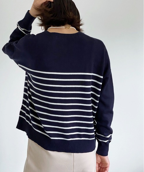 ottilie（オティーリエ）の「ボーダーニットプルオーバー（ニット/セーター・レディース・ホワイト×ブラック/ネイビー×ホワイト・FREE）」の13枚目の写真