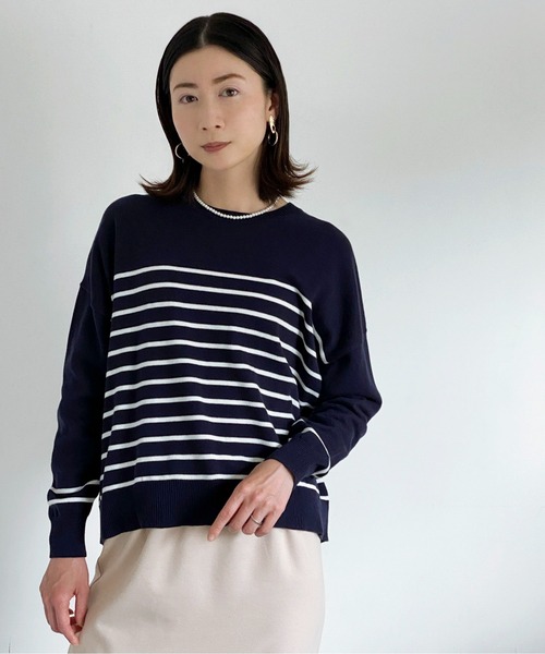 ottilie（オティーリエ）の「ボーダーニットプルオーバー（ニット/セーター・レディース・ホワイト×ブラック/ネイビー×ホワイト・FREE）」の10枚目の写真