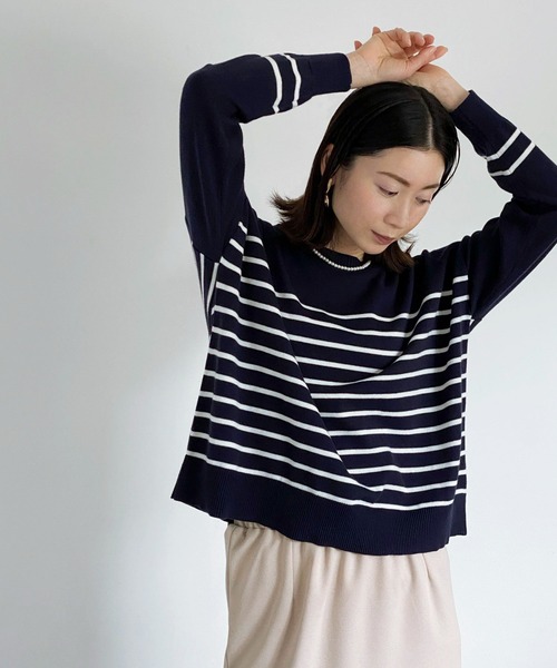 ottilie（オティーリエ）の「ボーダーニットプルオーバー（ニット/セーター・レディース・ホワイト×ブラック/ネイビー×ホワイト・FREE）」の11枚目の写真