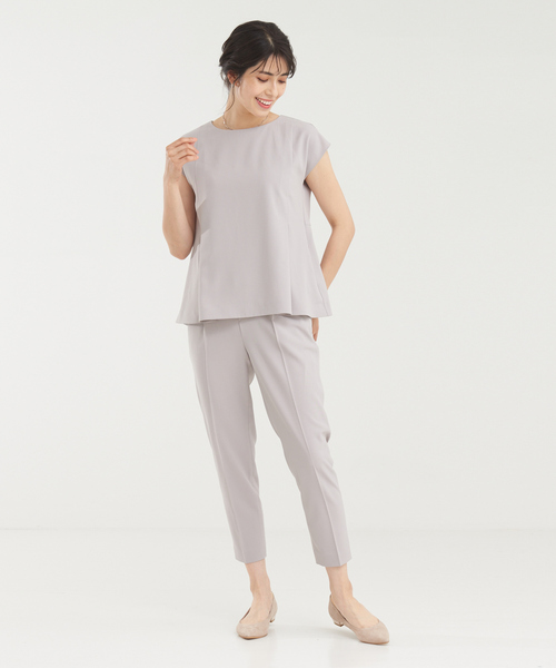 abahouse mavie（アバハウスマヴィ）の「【セットアップ】ストレッチノースリーブ&パンツセット（ワンピース・レディース・アイボリー/グレー系その他/ダークネイビー・36/38）」の2枚目の写真