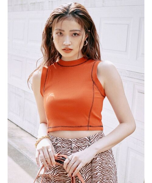 EVRIS（エヴリス）の「バイカラーステッチタンクトップ（Tシャツ/カットソー・レディース・ホワイト/ブラック/オレンジ・FREE）」の10枚目の写真