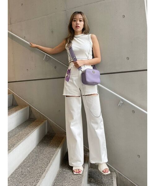 EVRIS（エヴリス）の「バイカラーステッチタンクトップ（Tシャツ/カットソー・レディース・ホワイト/ブラック/オレンジ・FREE）」の15枚目の写真