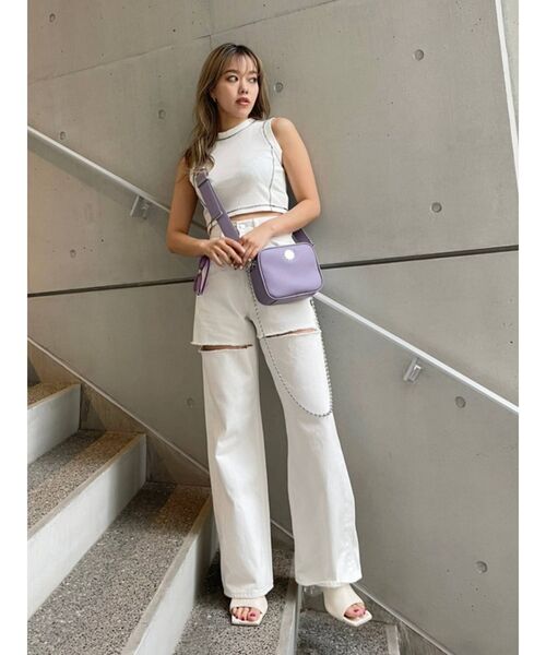 EVRIS（エヴリス）の「バイカラーステッチタンクトップ（Tシャツ/カットソー・レディース・ホワイト/ブラック/オレンジ・FREE）」の16枚目の写真