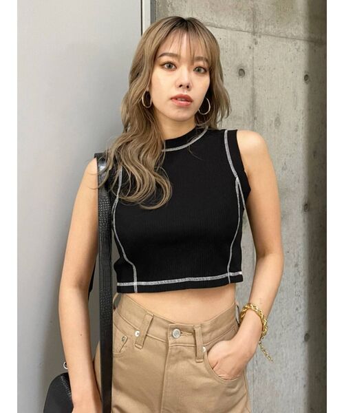 EVRIS（エヴリス）の「バイカラーステッチタンクトップ（Tシャツ/カットソー・レディース・ホワイト/ブラック/オレンジ・FREE）」の17枚目の写真