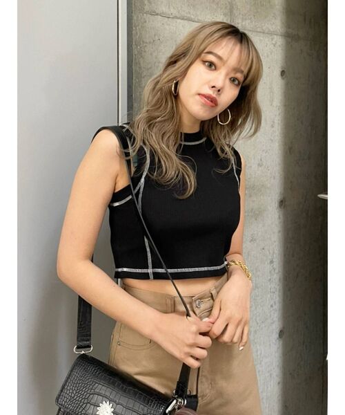 EVRIS（エヴリス）の「バイカラーステッチタンクトップ（Tシャツ/カットソー・レディース・ホワイト/ブラック/オレンジ・FREE）」の18枚目の写真