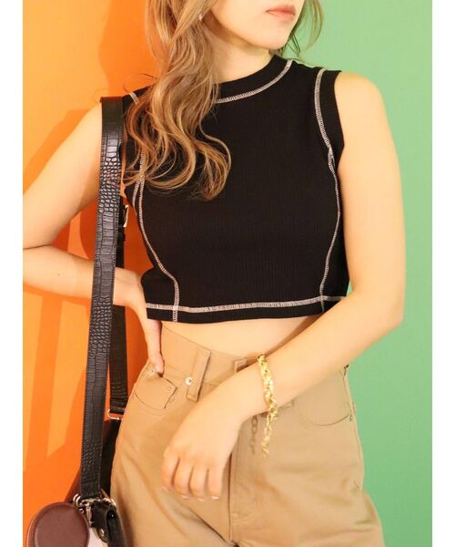 EVRIS（エヴリス）の「バイカラーステッチタンクトップ（Tシャツ/カットソー・レディース・ホワイト/ブラック/オレンジ・FREE）」の21枚目の写真