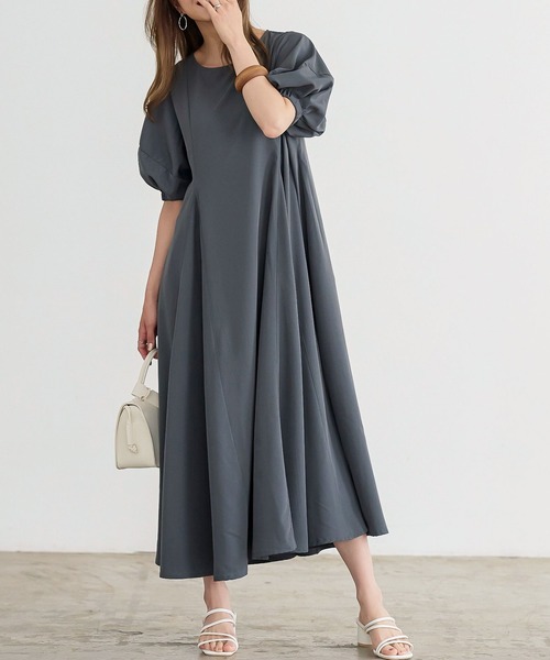 KOBE LETTUCE（コウベレタス）の「パフスリーブワンピース[E3058]（ワンピース・レディース・チャコールグレー/ダークグリーン/ピンク・FREE）」の2枚目の写真