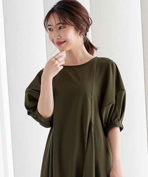 KOBE LETTUCE（コウベレタス）の「パフスリーブワンピース[E3058]（ワンピース・レディース・チャコールグレー/ダークグリーン/ピンク・FREE）」の6枚目の写真