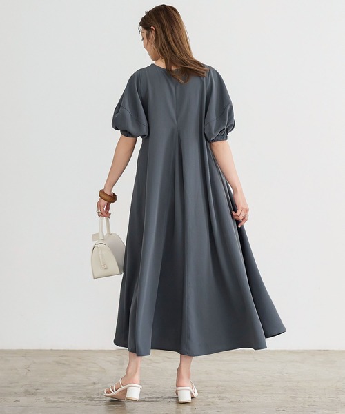 KOBE LETTUCE（コウベレタス）の「パフスリーブワンピース[E3058]（ワンピース・レディース・チャコールグレー/ダークグリーン/ピンク・FREE）」の8枚目の写真