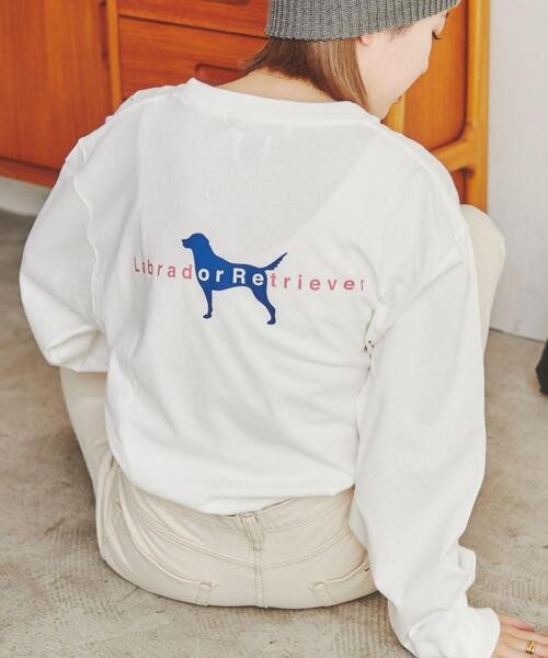 Labrador Retriever(ラブラドールリトリーバー)の「Labrador Retriever(ラブラドールレトリバー)別注ロングスリーブTシャツ(Tシャツ/カットソー・レディース・ホワイト/ターコイズブルー・M/L)」の2枚目の写真
