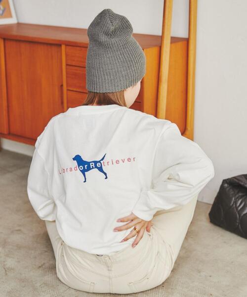 Labrador Retriever(ラブラドールリトリーバー)の「Labrador Retriever(ラブラドールレトリバー)別注ロングスリーブTシャツ(Tシャツ/カットソー・レディース・ホワイト/ターコイズブルー・M/L)」の4枚目の写真