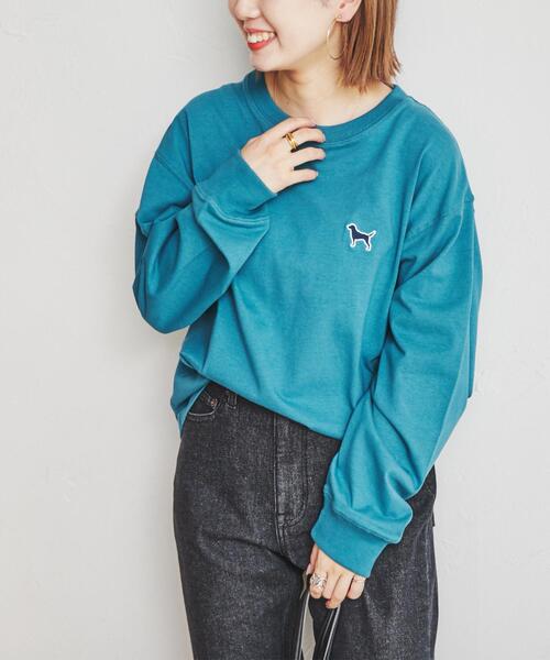 Labrador Retriever(ラブラドールリトリーバー)の「Labrador Retriever(ラブラドールレトリバー)別注ロングスリーブTシャツ(Tシャツ/カットソー・レディース・ホワイト/ターコイズブルー・M/L)」の5枚目の写真