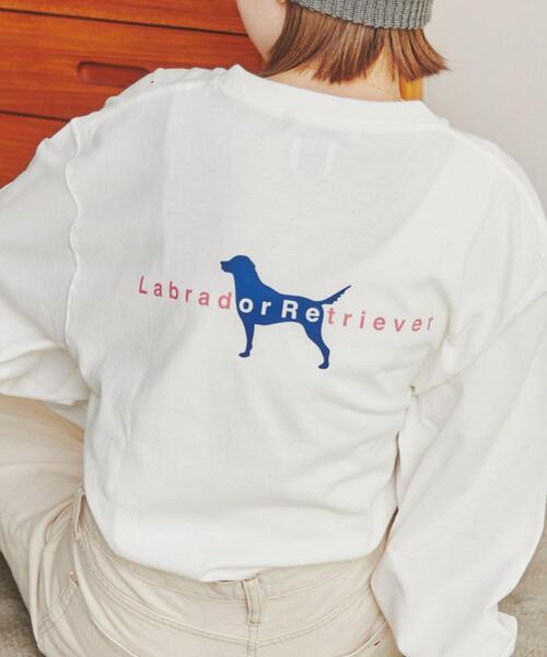 Labrador Retriever(ラブラドールリトリーバー)の「Labrador Retriever(ラブラドールレトリバー)別注ロングスリーブTシャツ(Tシャツ/カットソー・レディース・ホワイト/ターコイズブルー・M/L)」の7枚目の写真