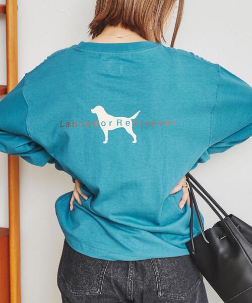 Labrador Retriever(ラブラドールリトリーバー)の「Labrador Retriever(ラブラドールレトリバー)別注ロングスリーブTシャツ(Tシャツ/カットソー・レディース・ホワイト/ターコイズブルー・M/L)」の10枚目の写真