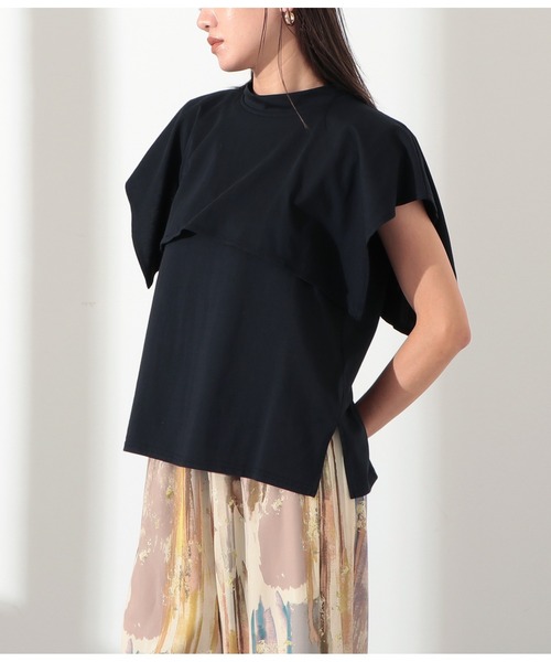 Settimissimo（セッティミッシモ）の「シルケット天竺ケープ風プルオーバー（Tシャツ/カットソー・レディース・ブラック/オフホワイト/オレンジ・M）」の3枚目の写真