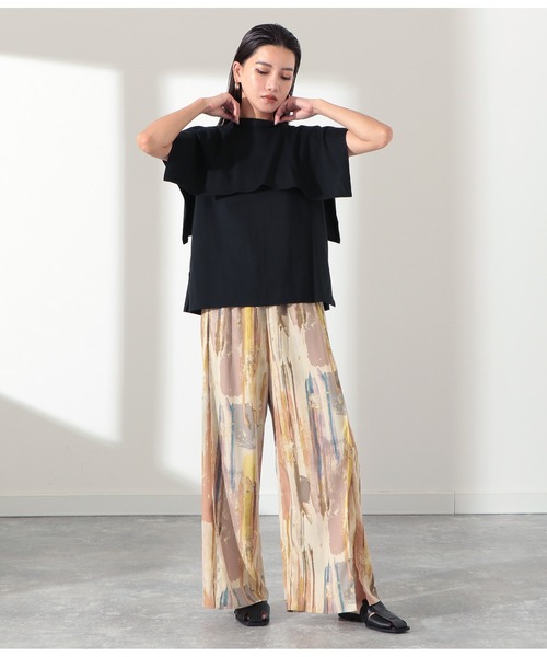 Settimissimo（セッティミッシモ）の「シルケット天竺ケープ風プルオーバー（Tシャツ/カットソー・レディース・ブラック/オフホワイト/オレンジ・M）」の5枚目の写真