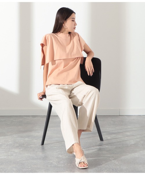 Settimissimo（セッティミッシモ）の「シルケット天竺ケープ風プルオーバー（Tシャツ/カットソー・レディース・ブラック/オフホワイト/オレンジ・M）」の6枚目の写真