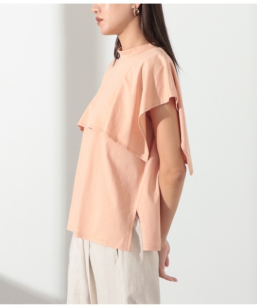 Settimissimo（セッティミッシモ）の「シルケット天竺ケープ風プルオーバー（Tシャツ/カットソー・レディース・ブラック/オフホワイト/オレンジ・M）」の7枚目の写真