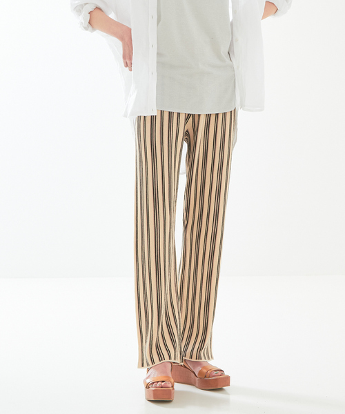 abahouse mavie（アバハウスマヴィ）の「ストライプニットパンツ（その他パンツ・レディース・ブラック/チャコールグレー/アイボリー・フリー）」の2枚目の写真