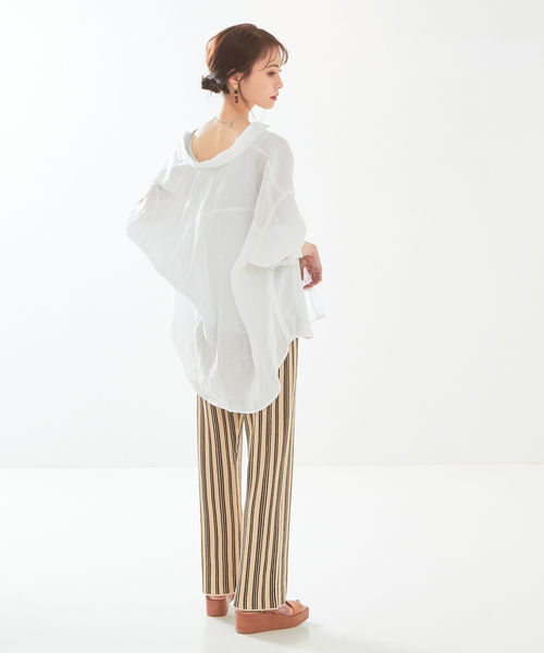 abahouse mavie（アバハウスマヴィ）の「ストライプニットパンツ（その他パンツ・レディース・ブラック/チャコールグレー/アイボリー・フリー）」の5枚目の写真