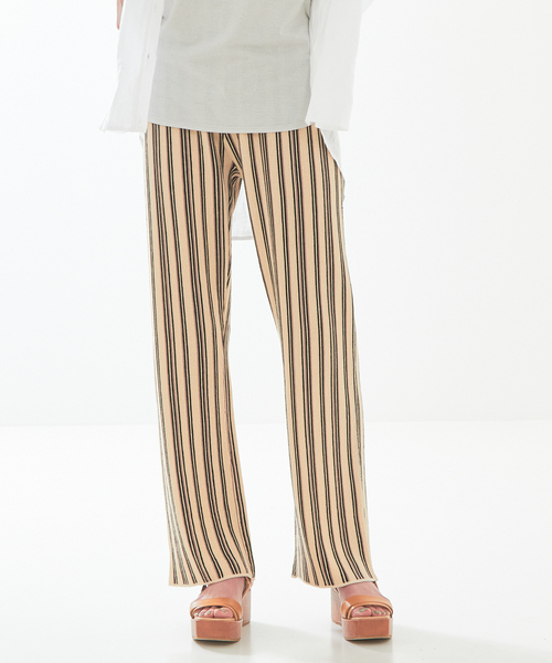 abahouse mavie（アバハウスマヴィ）の「ストライプニットパンツ（その他パンツ・レディース・ブラック/チャコールグレー/アイボリー・フリー）」の6枚目の写真