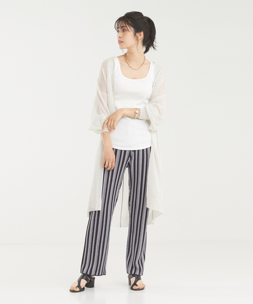 abahouse mavie（アバハウスマヴィ）の「ストライプニットパンツ（その他パンツ・レディース・ブラック/チャコールグレー/アイボリー・フリー）」の12枚目の写真