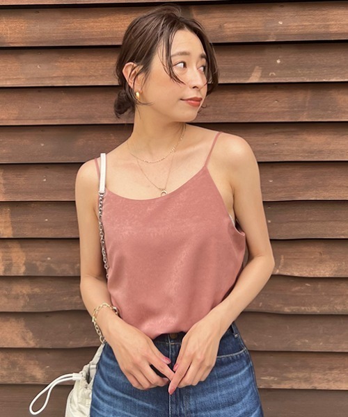 CREDONA（クレドナ）の「マットサテンキャミ（キャミソール・レディース・ブラック/ピンク/アイボリー・FREE）」の3枚目の写真