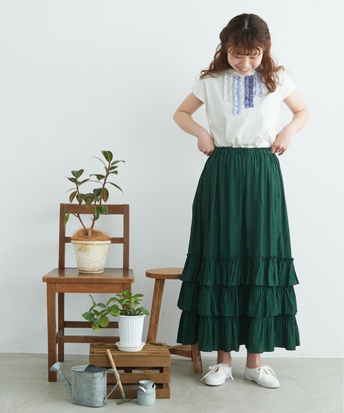 chambre de charme（シャンブルドゥシャーム）の「cdc UPサイクルフリルたたきつけ ノースリプルオーバー（Tシャツ/カットソー・レディース・ホワイト/サックスブルー/ネイビー・FREE）」の12枚目の写真