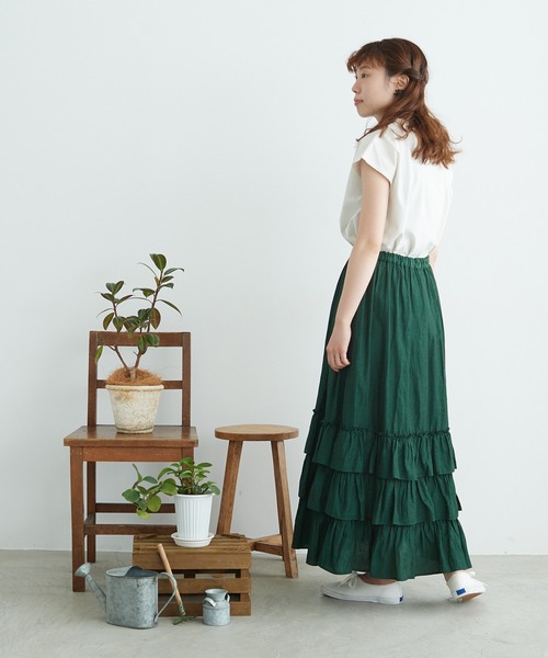 chambre de charme（シャンブルドゥシャーム）の「cdc UPサイクルフリルたたきつけ ノースリプルオーバー（Tシャツ/カットソー・レディース・ホワイト/サックスブルー/ネイビー・FREE）」の13枚目の写真