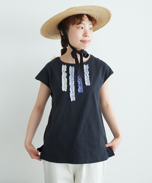 chambre de charme（シャンブルドゥシャーム）の「cdc UPサイクルフリルたたきつけ ノースリプルオーバー（Tシャツ/カットソー・レディース・ホワイト/サックスブルー/ネイビー・FREE）」の15枚目の写真