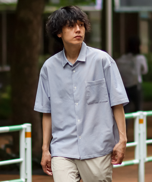 B.C STOCK(ベーセーストック)の「エステルサッカー 半袖シャツ(シャツ/ブラウス・メンズ・ホワイト/ベージュ/ネイビー・MEDIUM/LARGE)」の6枚目の写真